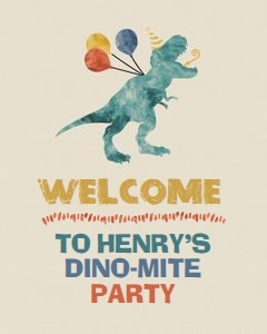 Dino - Muted - Welcome 8x10 Sign: Dino - Welcome 8x10 Muted