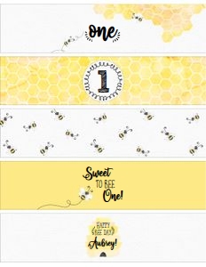 Bumblebee Birthday - Water Bottle Labels design preview