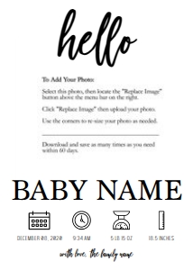 Birth Announcement - Modern Hello Baby design preview