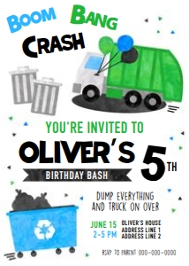 Garbage Truck - Invitation design preview