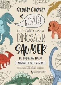 Doodle Dino Invitation - 5x7 design preview