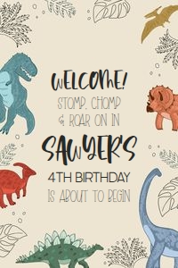 Doodle Dino - Welcome Poster design preview