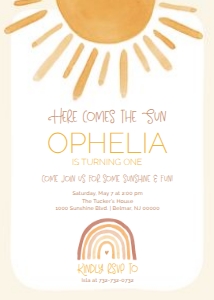 Sunshine Birthday - Invitation - Here Comes the Sun design preview