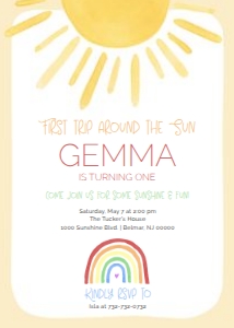 Sunshine Birthday - Invitation - Here Comes the Sun - Multi Colored design preview