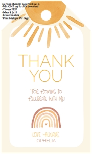 Sun Birthday - Sunset - Thank You Tags design preview