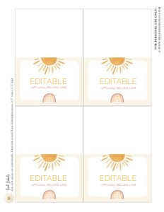 Sun Birthday - Sunset - Fold Over Table Label design preview