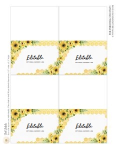 Sunflower Honeybee - Fold Over Table Label design preview