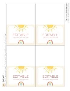 Sun Birthday - Golden Sun - Fold Over Table Label design preview