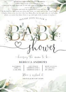 Baby Shower - Green Foliage - Invitation - Baby - 5x7 design preview