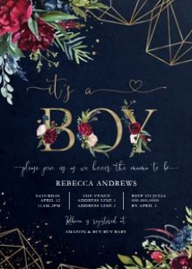 Baby Shower - Navy and Gold - Invitation - It's a Boy - 5x7 design preview
