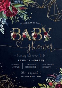 Baby Shower - Navy and Gold - Invitation - Baby II - 5x7 design preview