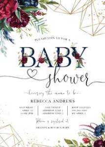 Baby Shower - Navy and Gold Light - Invitation - Baby II - 5x7 design preview