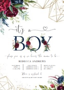 Baby Shower - Navy and Gold Light - Invitation - It's a Boy - 5x7 design preview