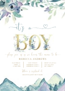 Baby Shower - Purple Mountains Majesty - Invitation - It's a Boy - 5x7 design preview