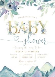 Baby Shower - Purple Mountains Majesty - Invitation - Baby - 5x7 design preview