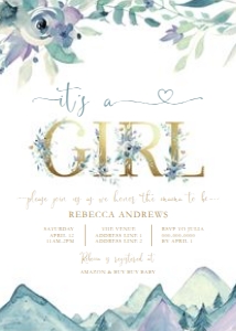 Baby Shower - Purple Mountains Majesty - Invitation - It's a Girl - 5x7 design preview