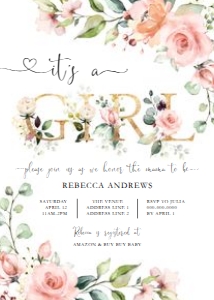 Baby Shower - Peachy Pink - Invitation - It's a Girl - 5x7 design preview