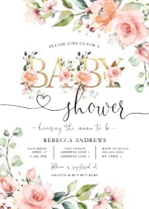 Baby Shower - Peachy Pink - Invitation - Baby - 5x7 design preview