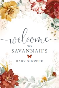 Baby Shower - Red Garden - Welcome Sign - Vertical design preview