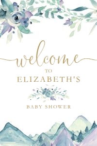 Baby Shower - Purple Mountains Majesty - Welcome Sign - Vertical design preview