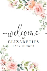 Baby Shower - Peachy Pink - Welcome Sign - Vertical design preview