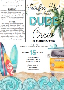Surf's Up Birthday - Invitation - Little Dude design preview