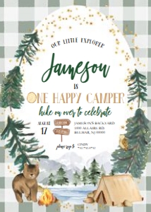 Explorer Birthday - Invitation - One Happy Camper design preview