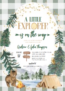 Baby Shower - Explorer - On the Way - Invitation - Plaid design preview