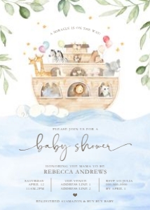 Baby Shower - Noah's Ark - Invitation design preview