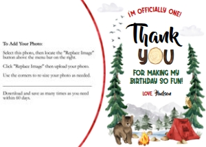 Camping Birthday - Photo Thank You Card design preview