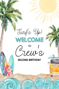 Surf's Up Birthday - Welcome Sign II design preview