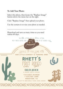 Western Birthday - First Rodeo - Photo Invitation design preview