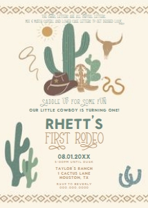 Western Birthday - First Rodeo - Invitation design preview