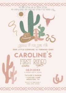 Western Birthday - First Rodeo - Pink - Invitation design preview