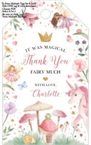 Enchanted Forest Fairy - Thank You Favor Tag design preview