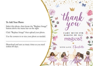 Fairy Birthday - Thank You Photo - Purple II design preview