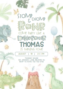 Baby Dino - Invitation design preview