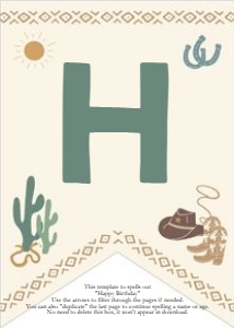 Western Birthday - A-Z Banner - Happy Birthday - Neutral: Western Birthday - A-Z Banner - Neutral