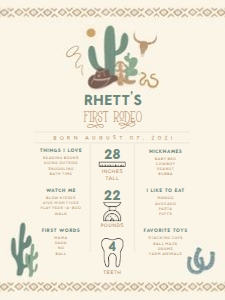 Western Birthday - Milestone Chart - 18x24 - Neutral: Western Birthday - A-Z Banner - Neutral