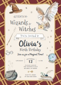 Wizard Birthday - Doodle - Invitation design preview