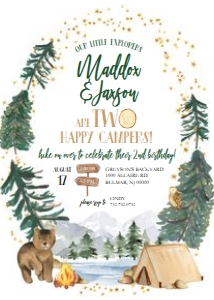 Explorer Birthday - Invitation - Simple - Two Happy Campers design preview