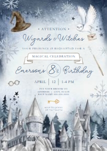 Wizard Birthday - Invitation - Winter - 5x7: Wizard Birthday - Invitation - Winter