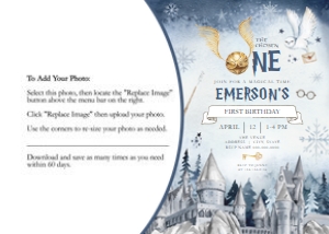 Wizard Birthday - Invitation with Photo - Winter - The Chosen One design preview