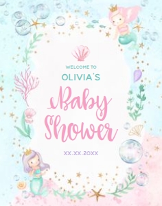 Baby Shower - Mermaid - Welcome Sign - 11x14: Baby Shower - Mermaid - Welcome Sign