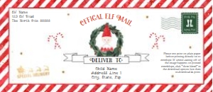 North Pole Letter Envelope Template - Elf - #10 Envelope design preview