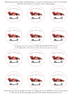 Racer Birthday - Age 2 - Party Circles - 2in - Avery 22817 2in Round Compatible: Racer Birthday - Party Circles - 2in
