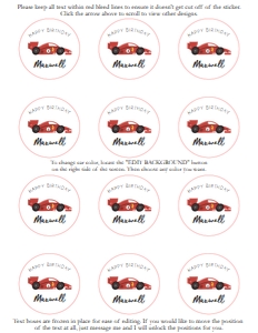 Racer Birthday - Age 4 - Party Circles - 2in - Avery 22817 2in Round Compatible: Racer Birthday - Party Circles - 2in