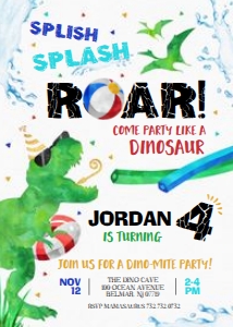Dino Pool Party - Invitation design preview