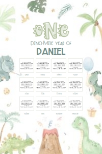 Baby Dino - Birthday - Photo Milestone Chart - 24x36: Baby Dino - Birthday - Photo Milestone Chart