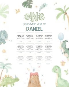 Baby Dino - Birthday - Photo Milestone Chart - 16x20: Baby Dino - Birthday - Photo Milestone Chart